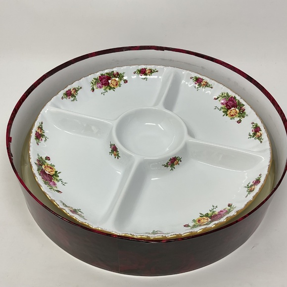 Royal Albert Old Country Roses Chip & Dip Platter (new old Stock never used) - Picture 5 of 9